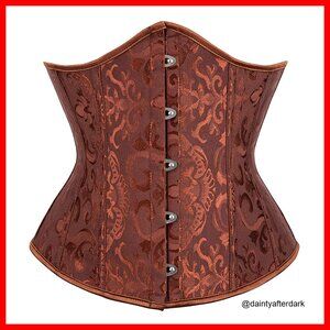 Brocade Underbust Boned Corset Waist Trainer with Steel Busk